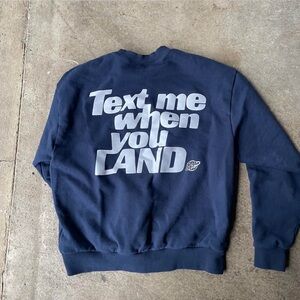 Lonely Ghost X BEIS Navy Text Me When You Land Sweatshirt - Medium